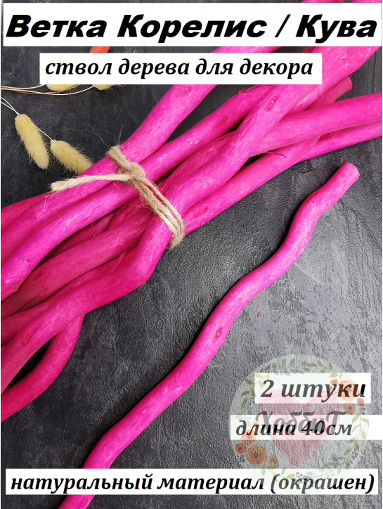 Ветка Корелис/Кува, 40см (ярко-розовый), 2штуки